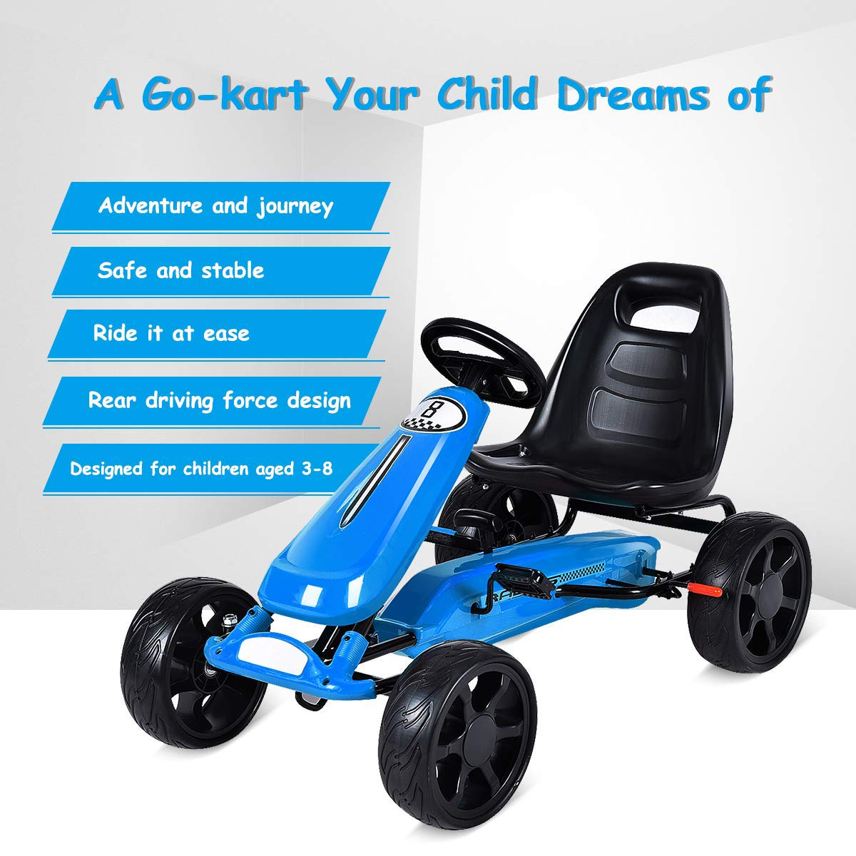 Costzon Go Kart, 4 Wheel Powered Ride On Toy