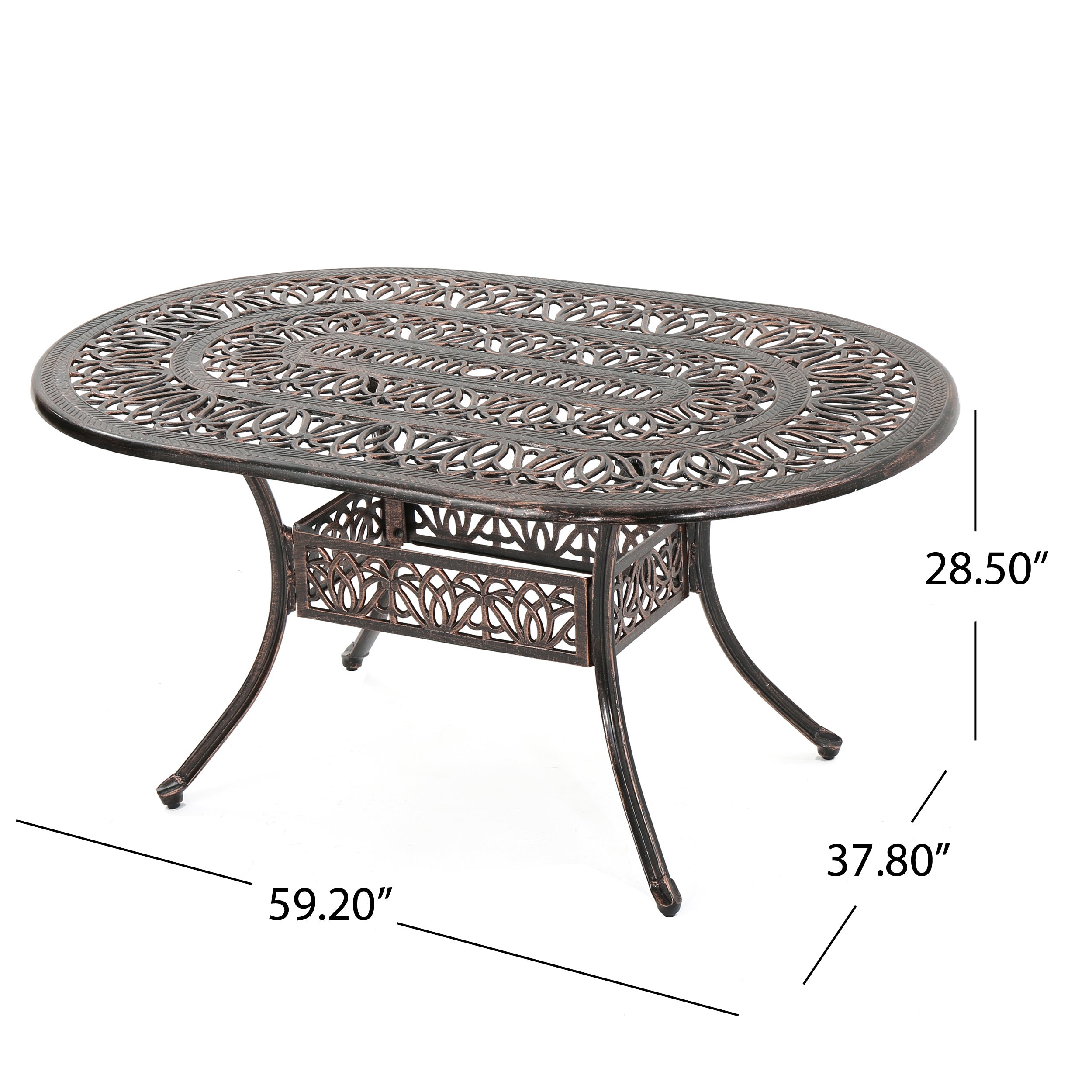 Jameson Home Haitian Outdoor Cast Aluminum Oval Dining Table