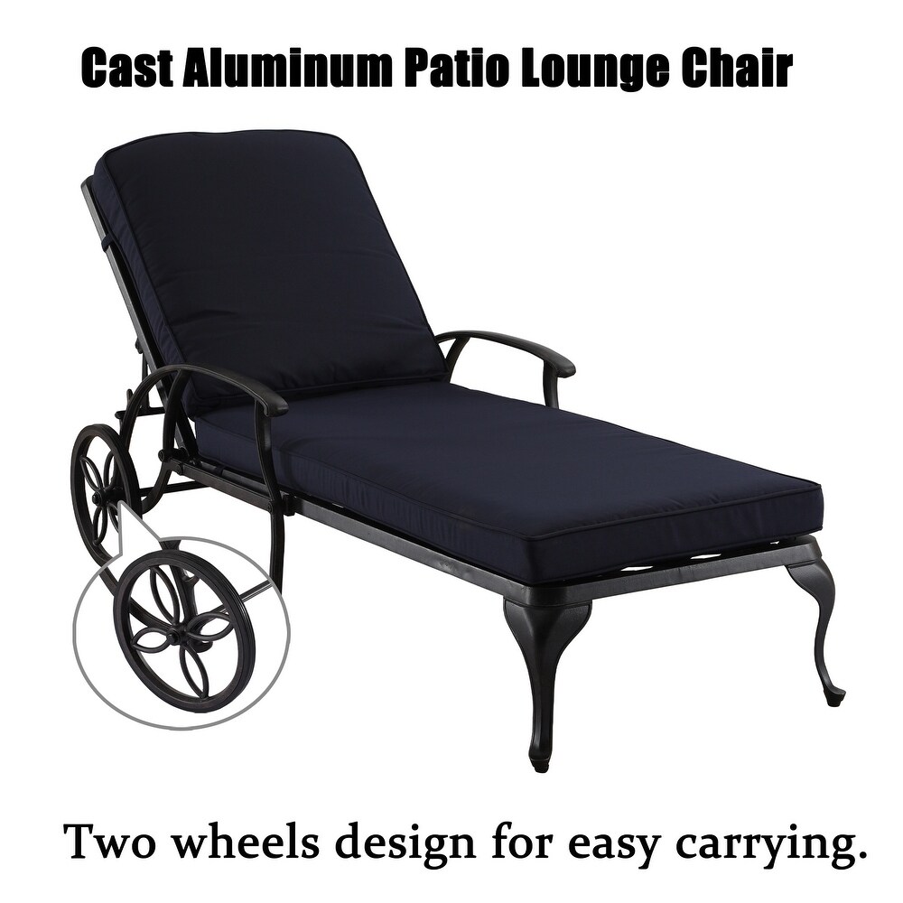 Clihome Antique Bronze Aluminum Reclining Outdoor Chaise Lounge