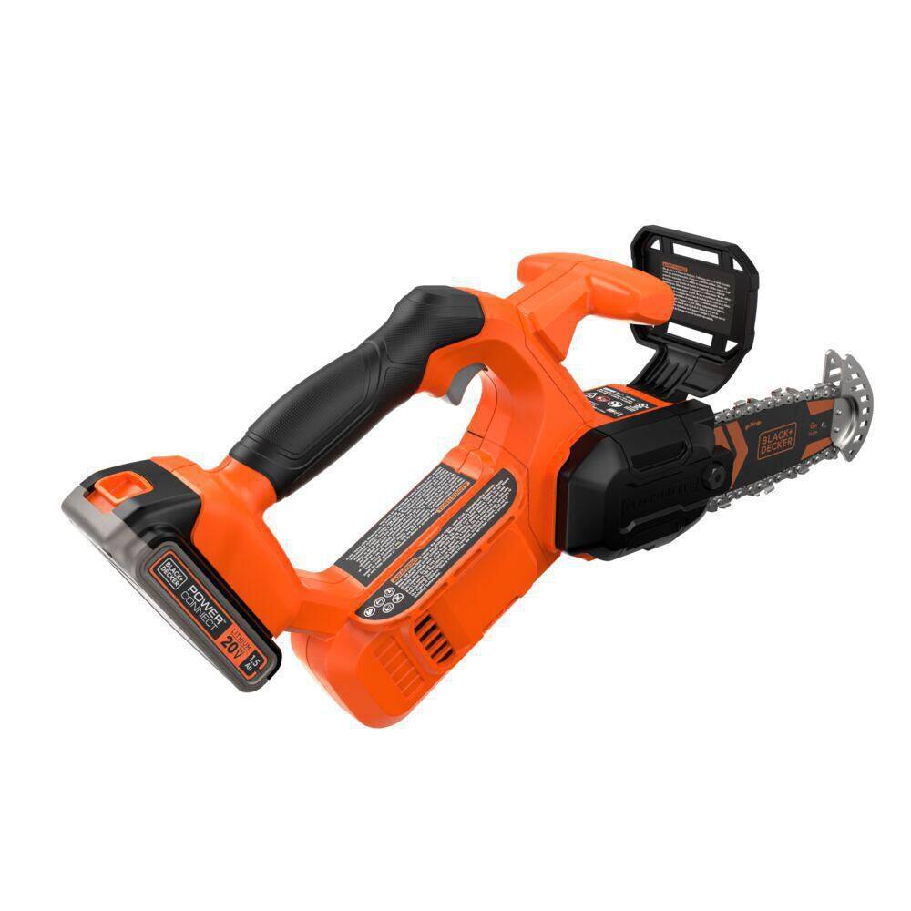 BLACK+DECKER 6 in. 20-Volt Maximum Lithium-Ion Pruning Electric Battery Chainsaw with 1.5Ah Battery and Charger BCCS320C1