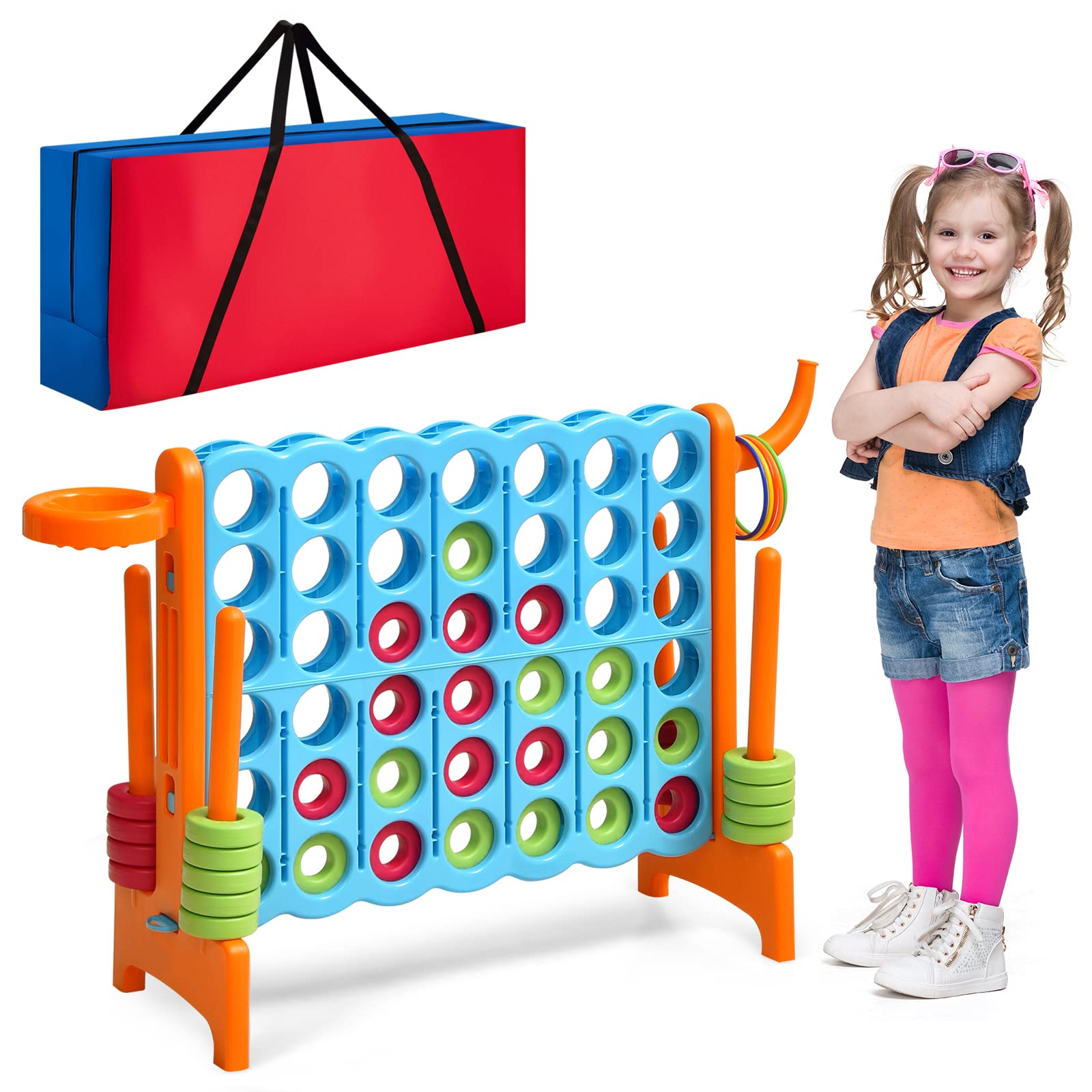 Costzon Giant 4-in-A-Row, Jumbo 4-to-Score Giant Game, Backyard Games (with carrying bag)