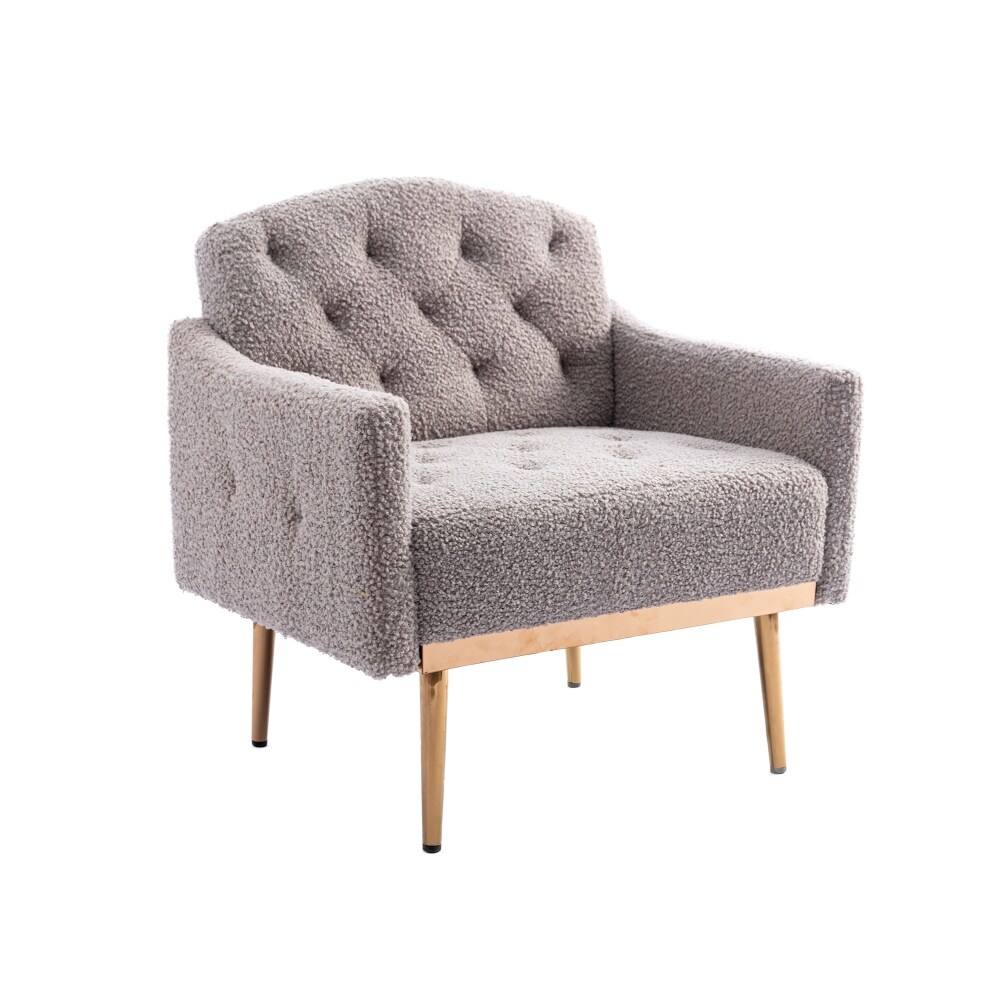 Grey Teddy Accent Chair leisure single sofa with Rose Golden feet   32.28'' H x 31.10” W x 25.29'' L