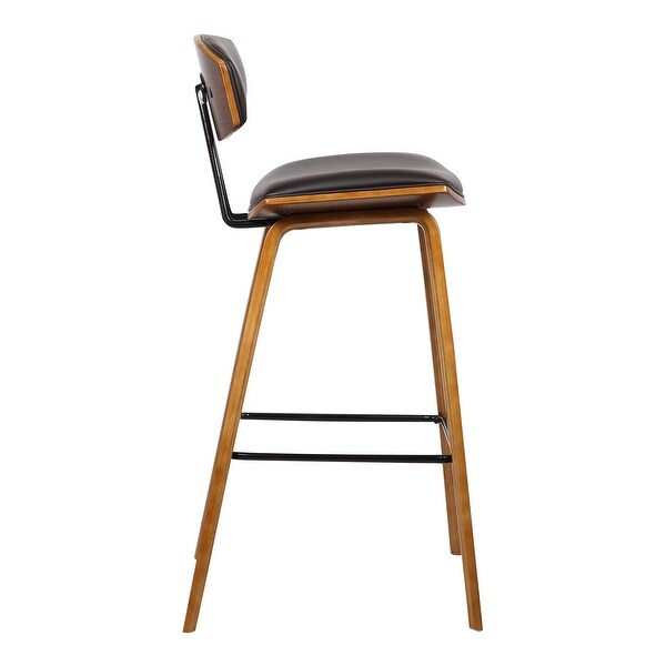 Wooden Frame Leatherette Barstool with Flared Legs， Brown