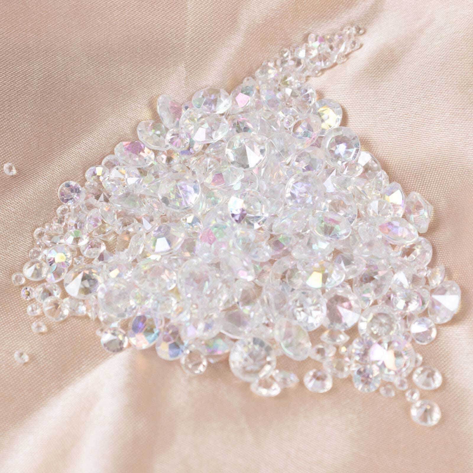 4000 Pcs Iridescent Acrylic Diamond Vase Fillers Table Scatters, DIY Craft Beads Wedding Table Confetti - 3mm, 6mm, 10mm