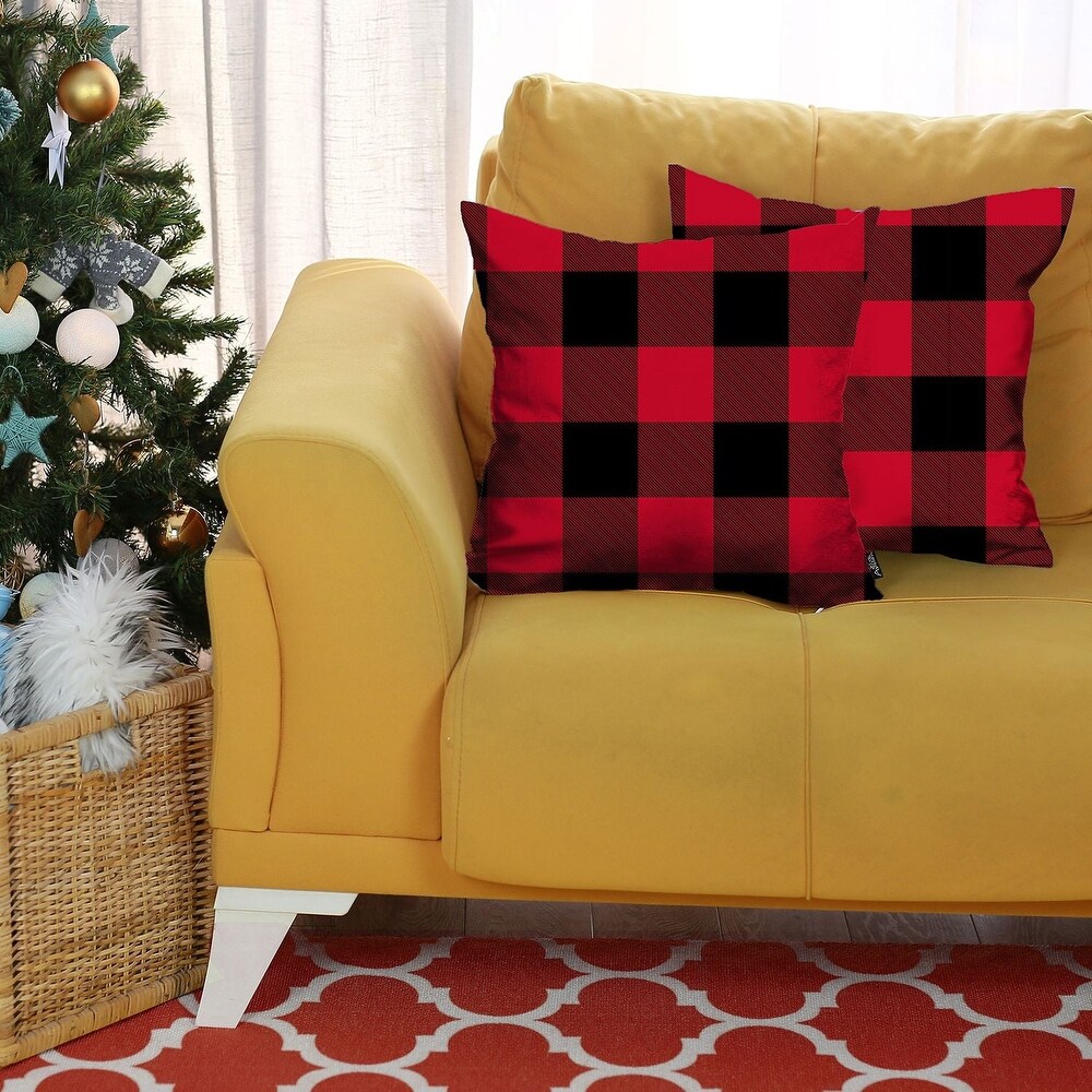 Christmas Plaid Square Printed Throw Pillow Covers (Set of 2)