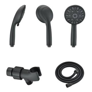 2-Spray Single Wall Mount Handheld High Pressure Shower Head in Matte Black Koo-LQW1-6613