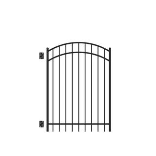 Barrette Outdoor Living Natural Reflections 4 ft. W x 5 ft. H Black Standard-Duty Aluminum Arched Pre-Assembled Fence Gate 73009474