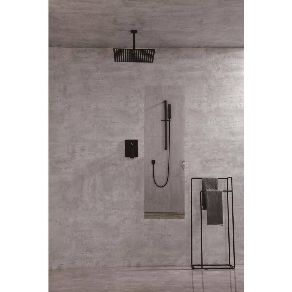 Nestfair 1-Spray Shower System with Shower Head and Hand Shower in Matte Black DGPS0003