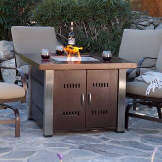 AZ Patio Heaters 38 in. Steel Propane Firepit with Antique BronzeStainless Steel Finish GS-F-PCSS