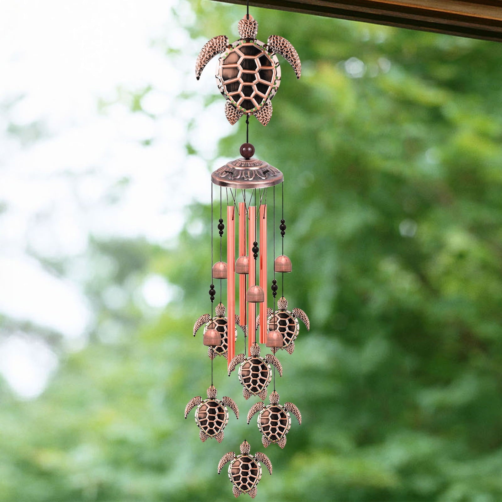 TSV Sea Turtle Wind Chimes， Hanging Outdoor RetroTortoise Wind Chimes Bells with S Hook， Indoor Decor， Memorial Gift Symbolizes Longevity Health Steadiness and Peace， Hang for Garden Yard Patio