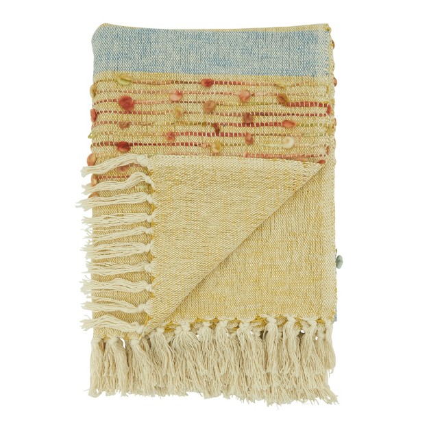 Saro Lifestyle Striped Throw With Fringed Edges