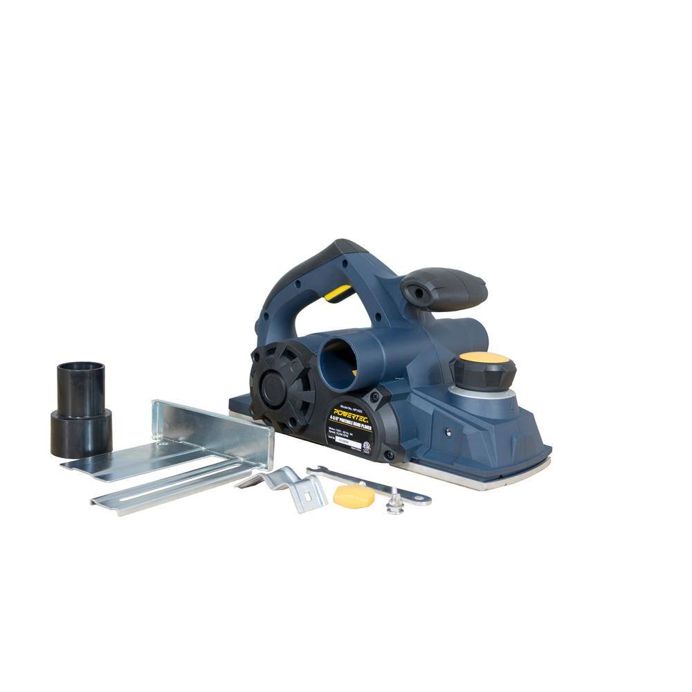 POWERTEC 8 Amp Portable Corded Hand Planer and 4-38 in. Hand Planer Blades ( 1 Set) HP1005