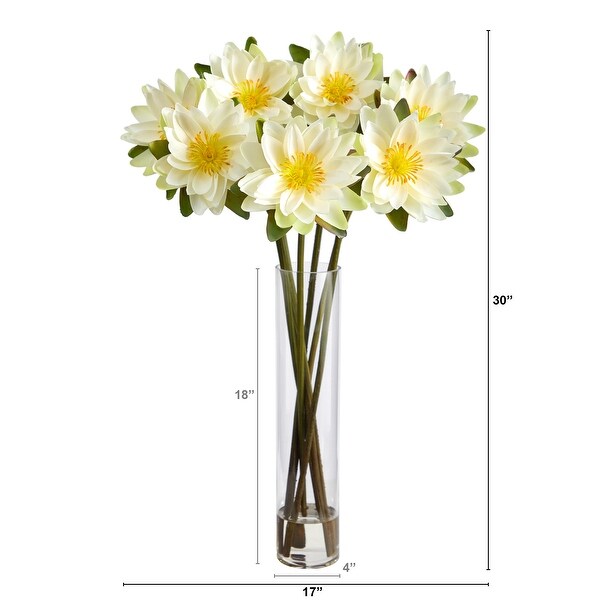 30 Lotus Artificial Arrangement in Cylinder Vase