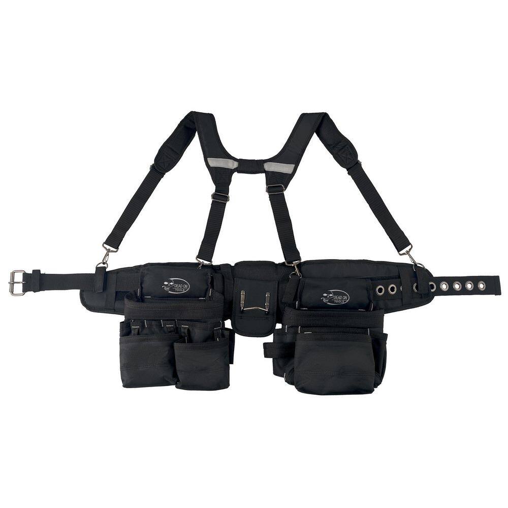 DEAD ON TOOLS Journeyman's Framers 2 Pouch Tool Storage Suspension Rig with Suspenders in Black DO-FR