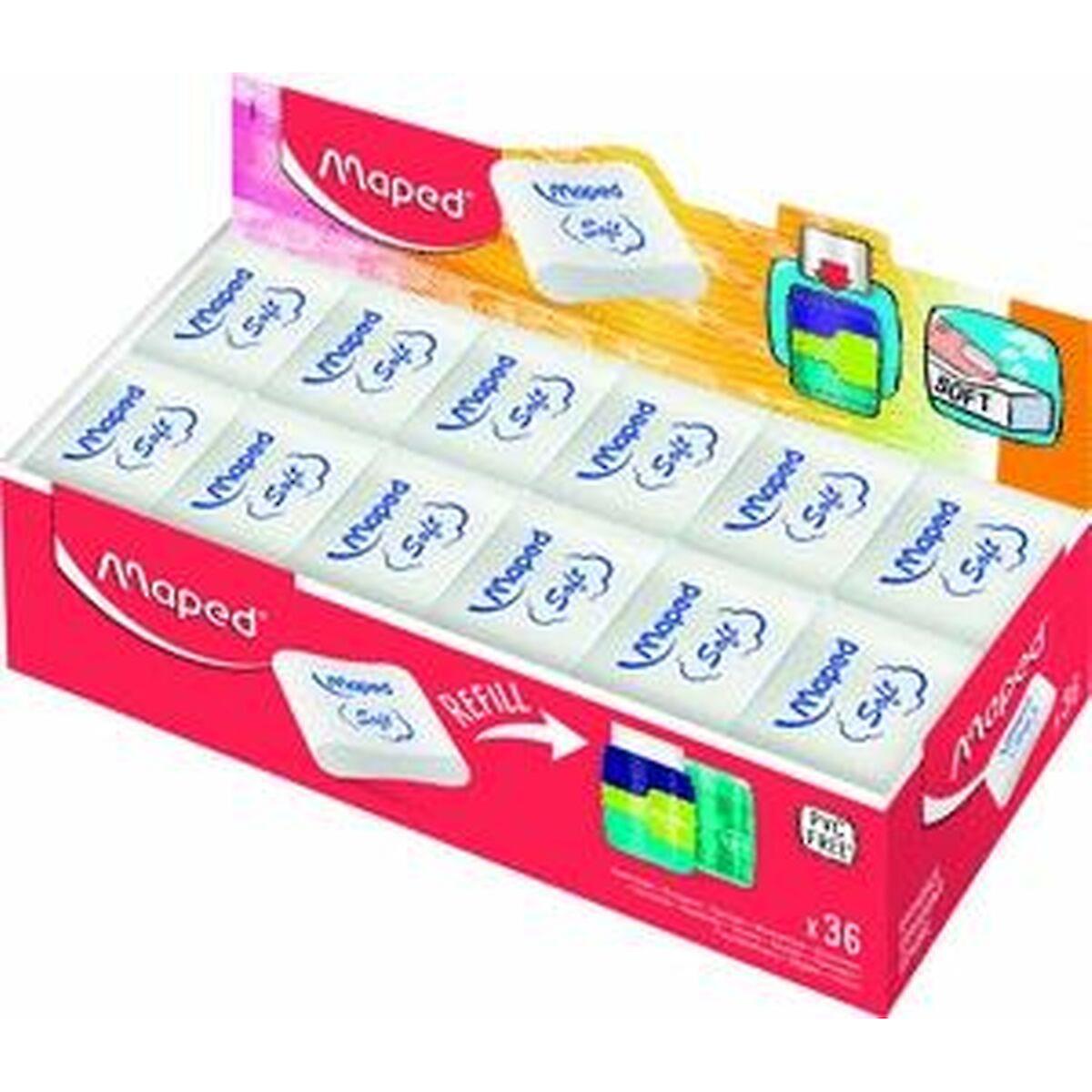 Eraser Set Maped Essential Soft Connect White 36 Units