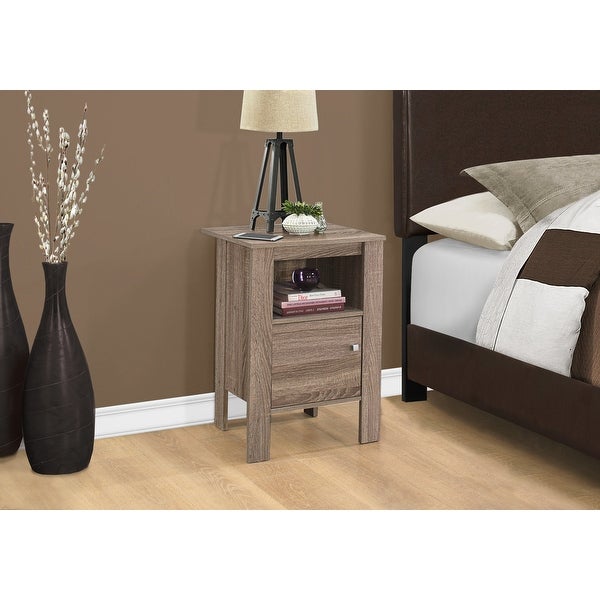 Rectangular Dark Taupe Accent Table / Night Stand With Storage