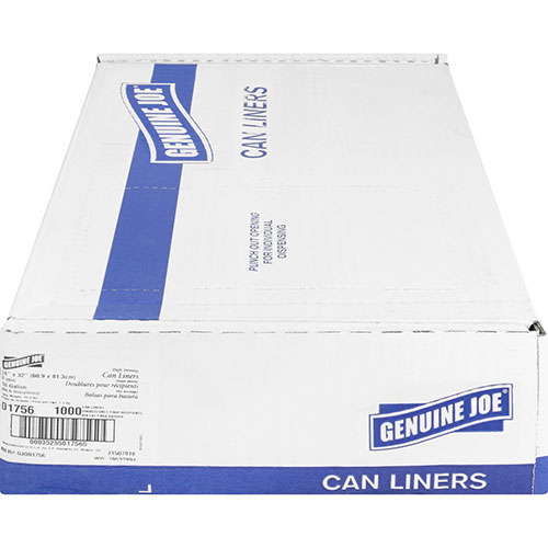 Genuine Joe High Density Clear Trash Bags | 16 Gallon， Case of 1，000 | GJO01756