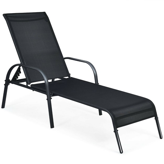 Costway Patio Chaise Lounge Outdoor Folding Recliner Chair W Adjustable Backrest Black