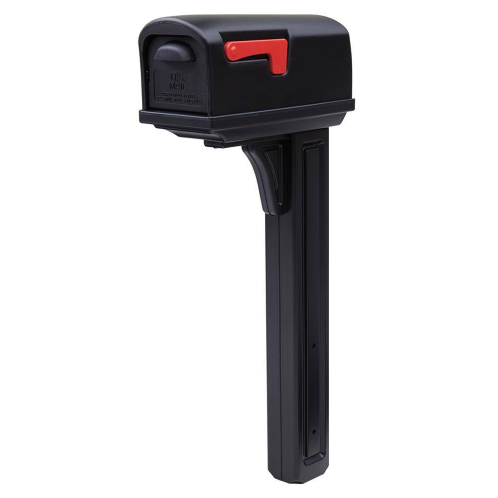 Architectural Mailboxes Classic Black Medium Plastic All-in-One Mailbox and Post Combo GCL100BAM