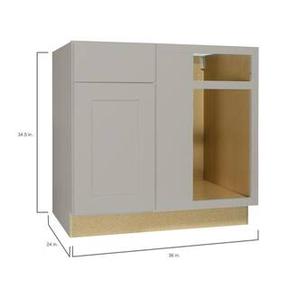 Hampton Bay Shaker Dove Gray Stock Assembled Blind Base Corner Kitchen Cabinet (36 in. x 34.5 in. x 24 in.) KBBC45-SDV