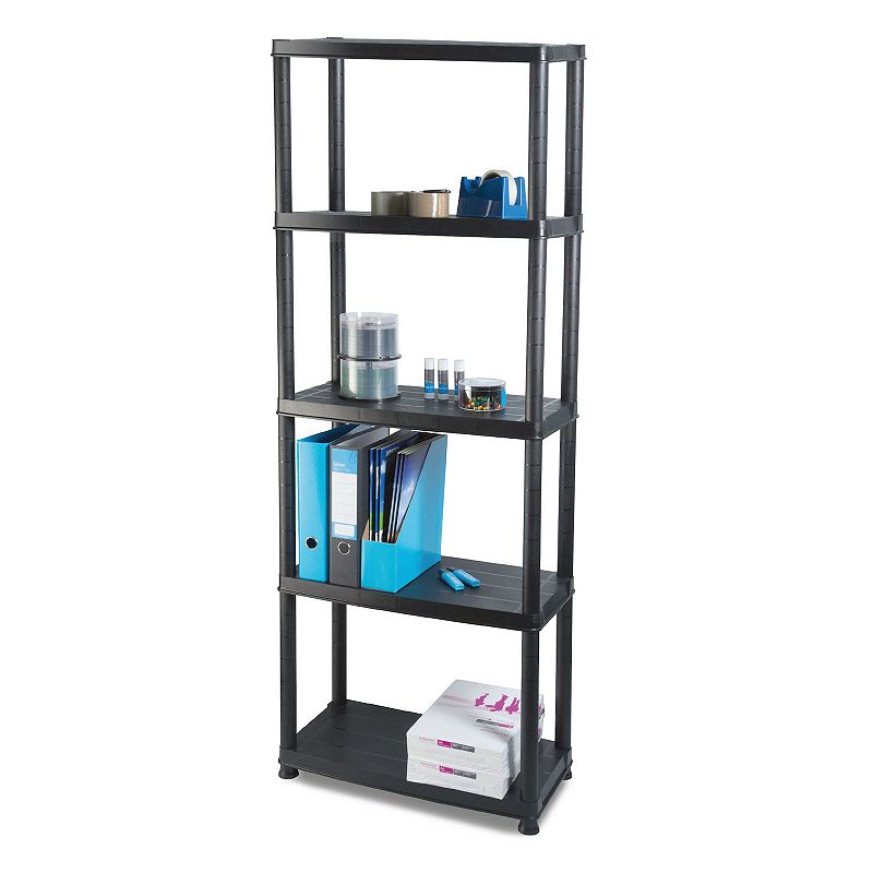 Ram Quality Products Platin 15 inch 5 Tier Plastic Storage Shelves， Black