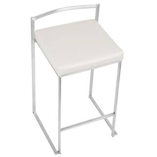 Lumisource Fuji White Stackable Counter Stool (Set of 2) CS-FUJI W2