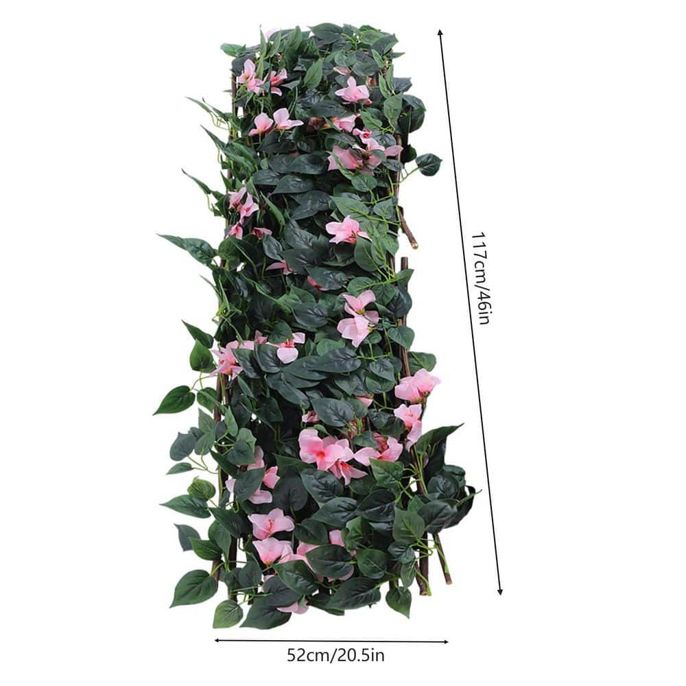 YIYIBYUS 46 in. Wood Silk Fabric Faux Ivy Fencing Panel Garden Fence Pink 4-Pieces YLYOGN9JWDZFP