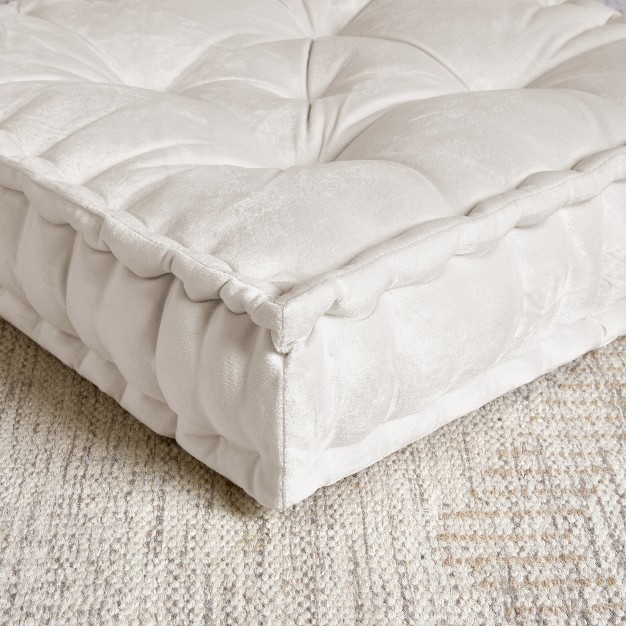 Oversized Square Tufted Floor Pillow In Faux Velvet Fabric By Sweet Home Collection