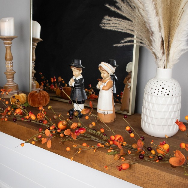 Fall Harvest Berries And Leaves Twig Artificial Garland Unlit