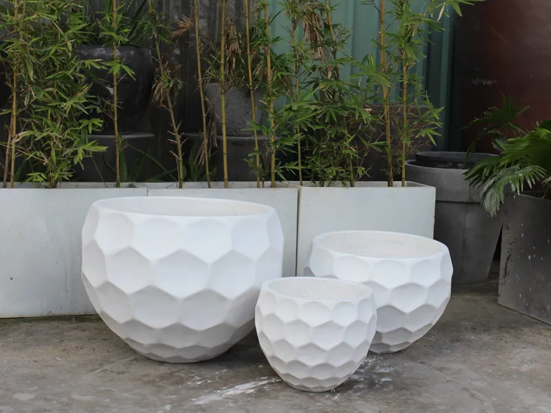 GRC Pottery Precast Concrete Shape Round Concrete Planter Set of 3 Made in Vietnam High Quality