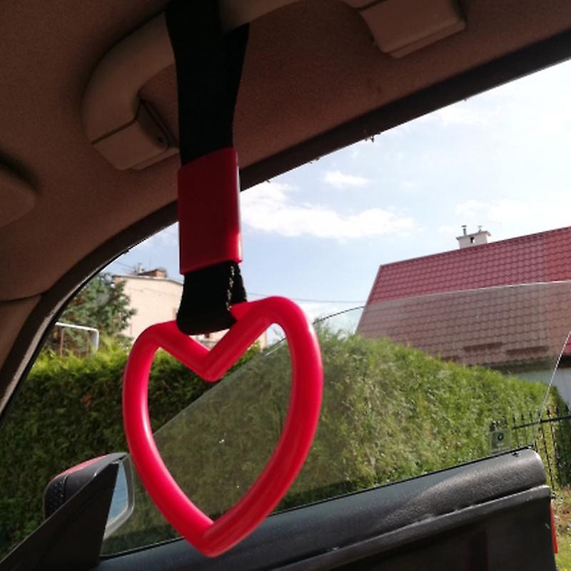 Car Heart Styling Pendant Handle Tsurikawa Ring Rear Bumper Warning Round Pendants Charm Strap Decor Accessories