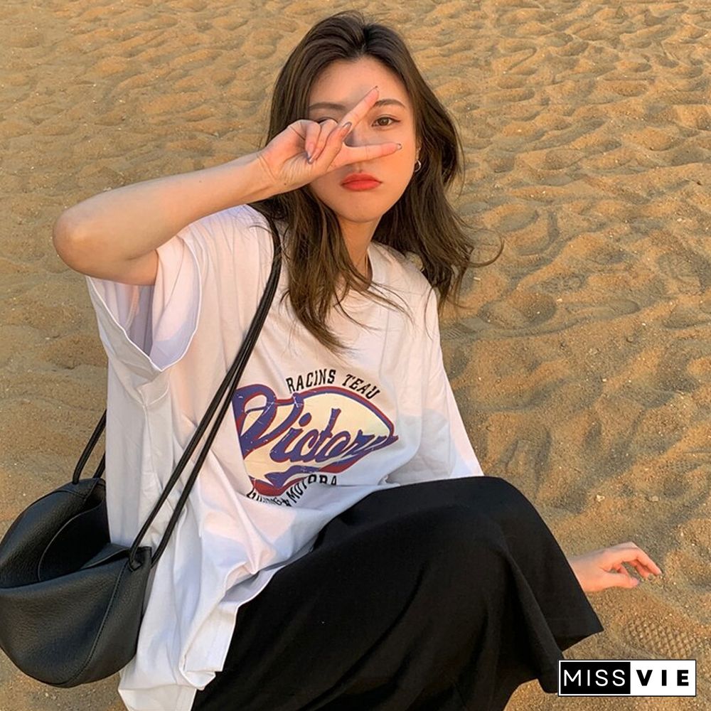 Spring Summer All Match Print Letter T Shirt Women O Neck Short Sleeve Mujer Tees Street Wear Lady Tops Harajuku Style New