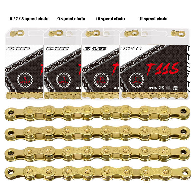 Cycling Parts ENLEE Anti Rust Mountain Road Bicycle Chain 8/9/10/11/12 Speed Gold MTB Bike Chains