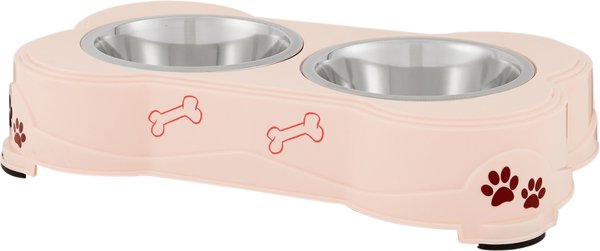 Loving Pets Dolce Double Diner Pet Dish， Pink