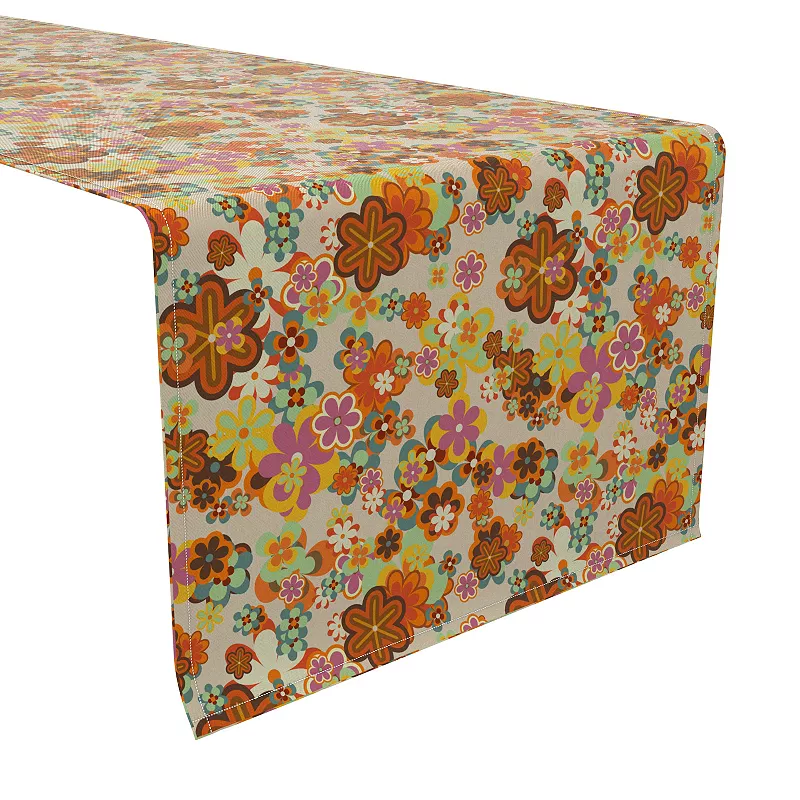 Table Runner， 100% Cotton， 16x108， Retro Floral Summer Style