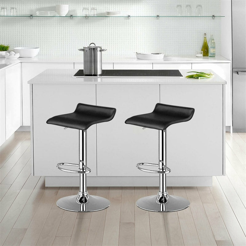 2-Pack Modern Swivel Bar Stools, Adjustable Height PU Leather Backless Counter Stools, Kitchen Dining Chairs