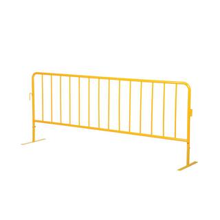 Vestil Light Weight Yellow Steel Crowd Control Interlocking Barrier with Both Flat Feet PRAIL-102-Y-FF