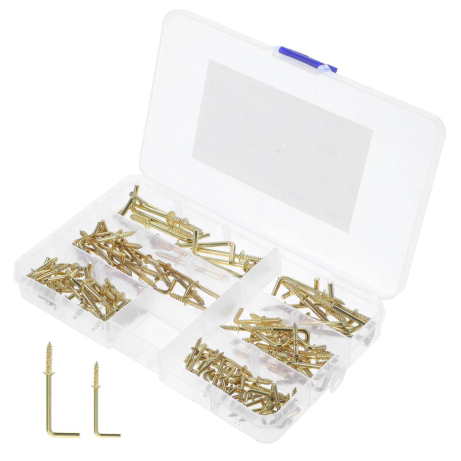 120pcs Tiny L Hooks Right Angle Screws Self Tapping Screw Hooks Metal Screws For Hanging Picture