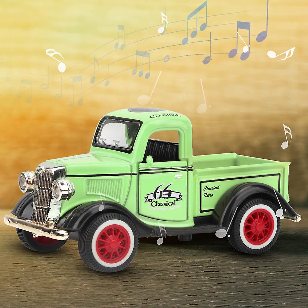 Alloy Pull Back Car Toy Pickup Truck Model Diecast Toy Sound Light Car Vehicle Toys(green)