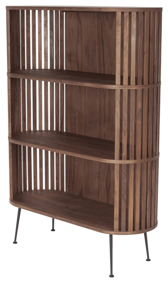 57 quotWalnut Wood Three Tier Standard Bookcase   Bookcases   by HomeRoots  Houzz