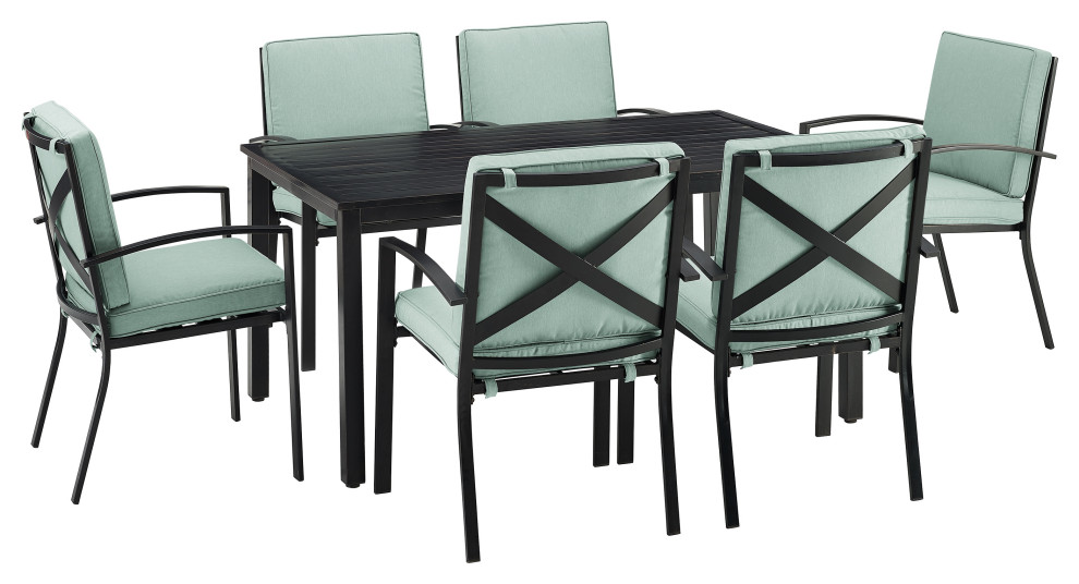 Kaplan 7 Piece Outdoor Dining Set   Contemporary   Outdoor Dining Sets   by Crosley  Houzz