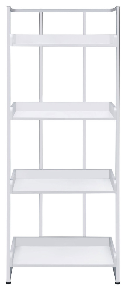 Ember 4 shelf Bookcase White High Gloss and Chrome   Modern   Bookcases   by Modon  Houzz