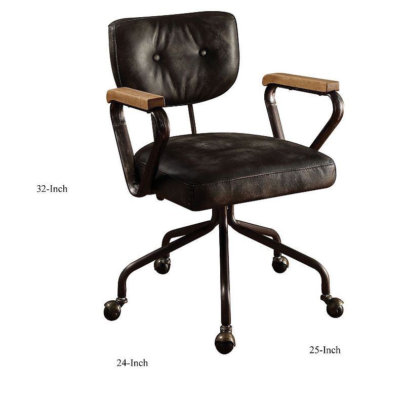 Metal and Leather Executive Office Chair， Black