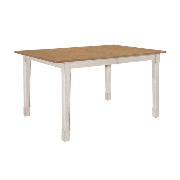 Wooden Extendable Dining Table in Natural and Rustic Off White - Natural and rustic off-white