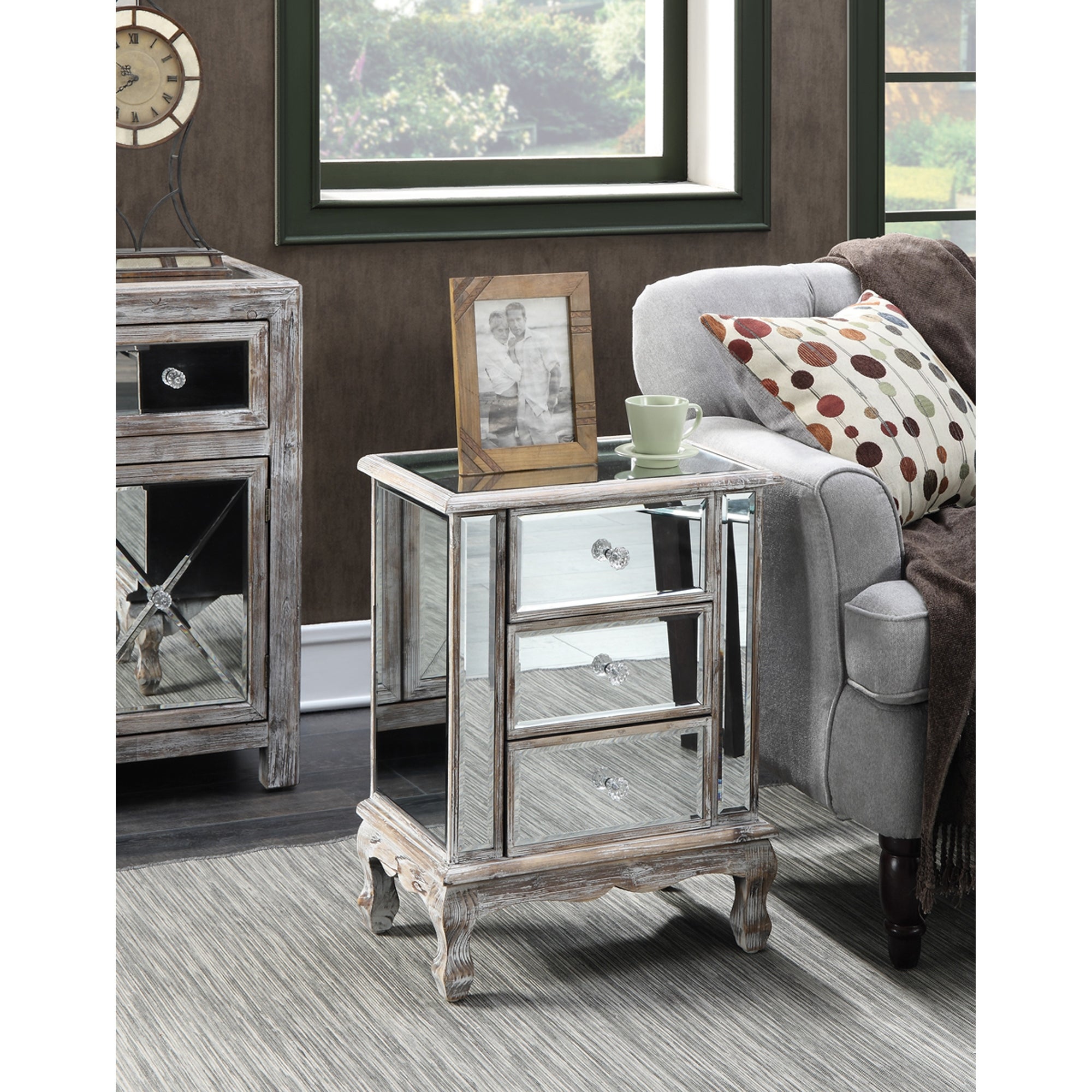 Silver Orchid Talmadge 3-Drawer Mirrored End Table