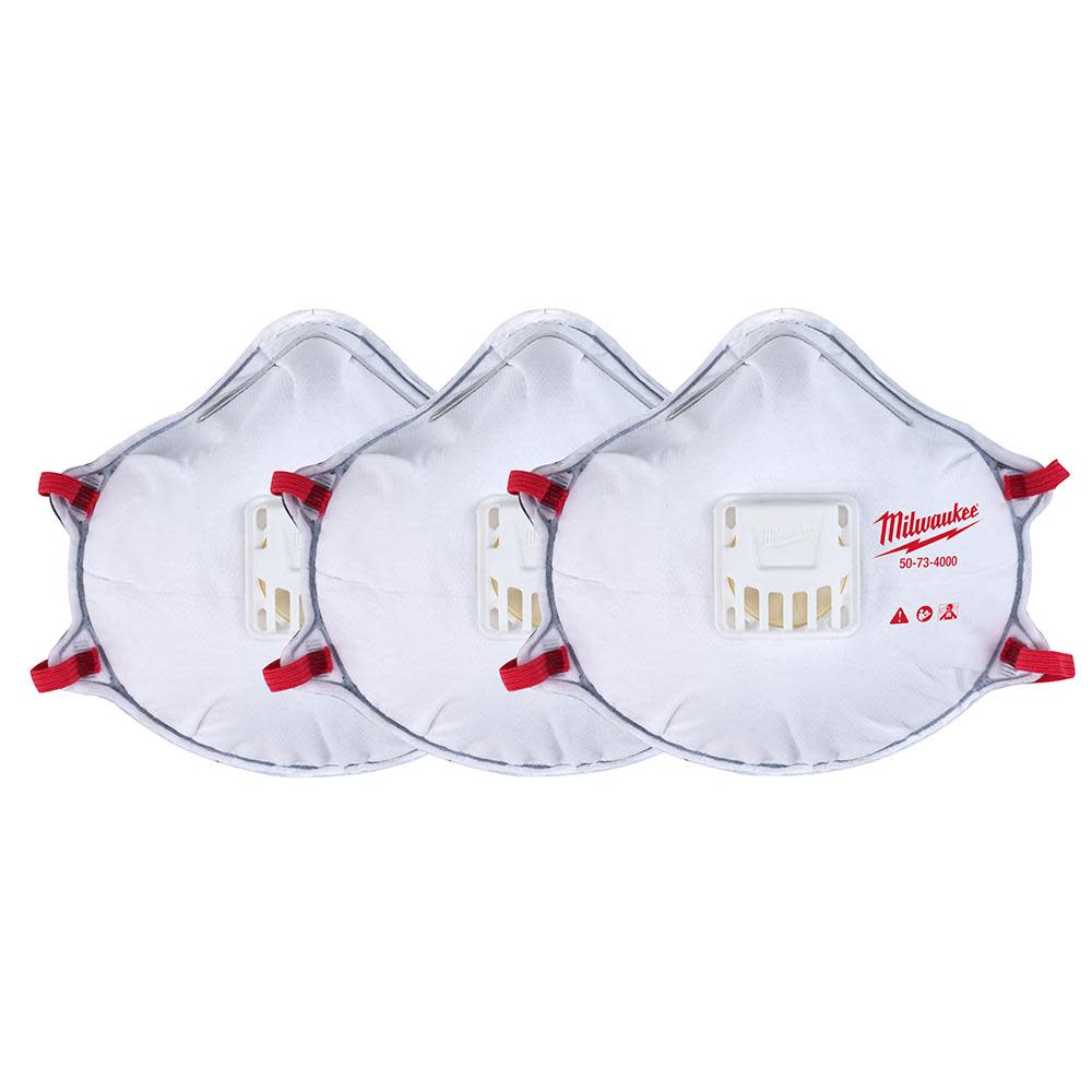 3pk N95 Valved Respirator with Gasket ;