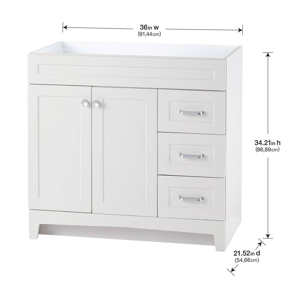 Home Decorators Collection Thornbriar 36.0 in. W x 21.5 in. D x 34.2 in. H Bath Vanity Cabinet without Top in Polar White TB3621-WH