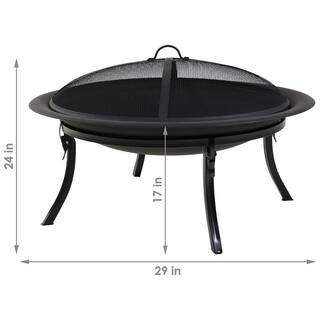 Sunnydaze Decor 29 in. x 24 in. Steel Portable Folding Wood Burning Fire Pit with Carrying Case and Spark Screen NB-CGO101