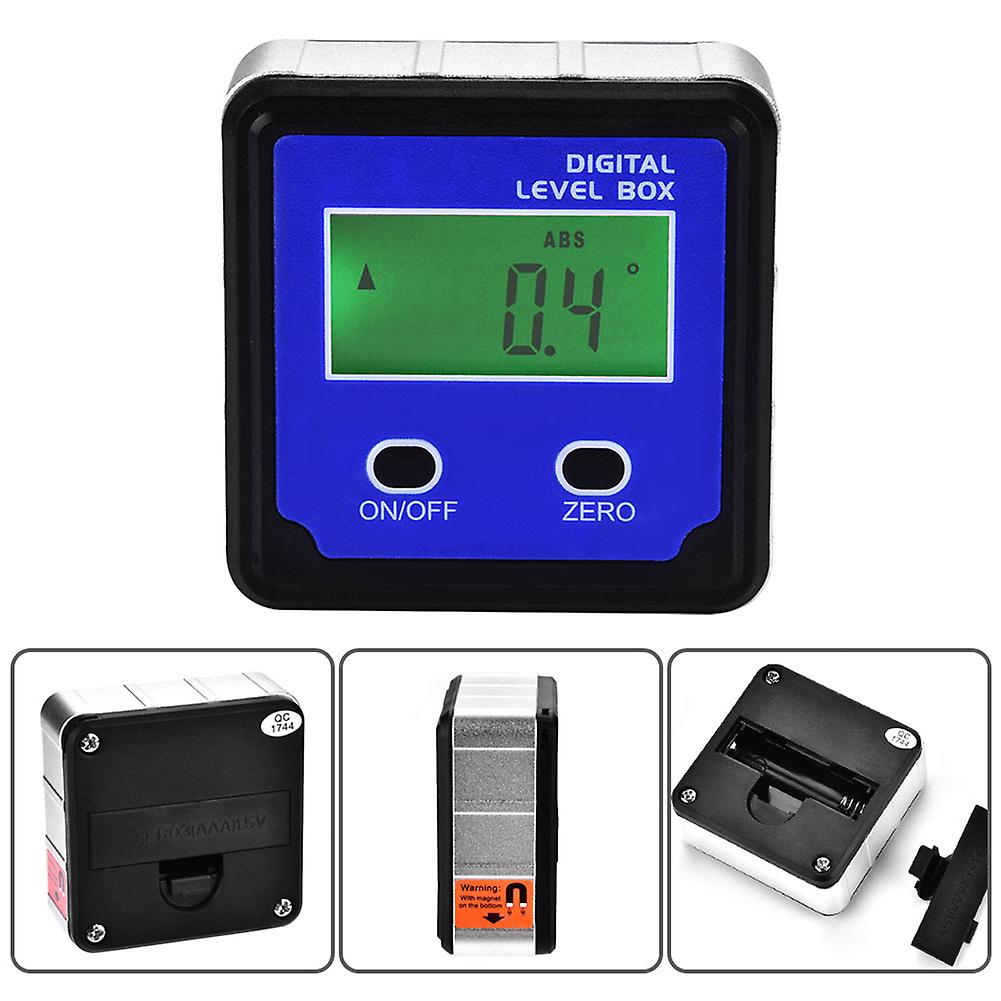 1pc 4*90 Digital Protractor Inclinometer Level Bevel Box Angle Finder With Magnet Base (blue)