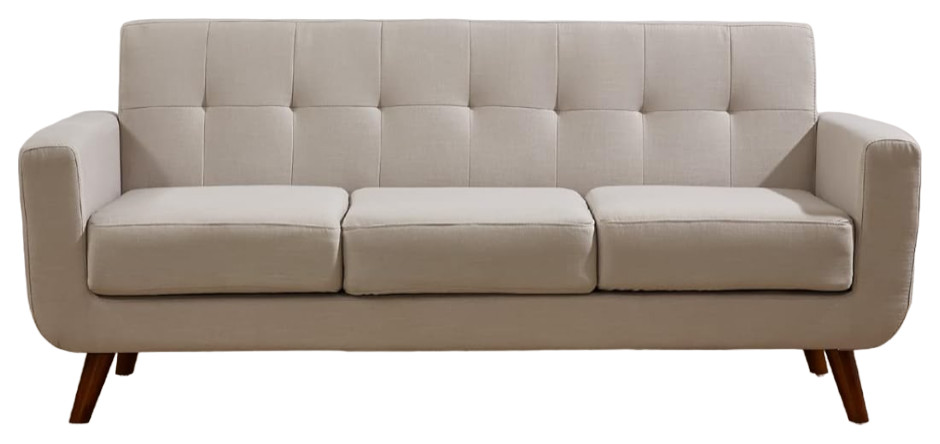 Retro Modern Sofa  Curved Silhouette With Buttonless Tufted Back   Midcentury   Sofas   by Decor Love  Houzz